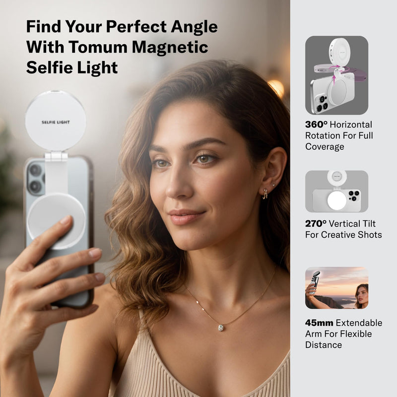 Magnetic Phone Selfie Light - Ring Lights Mirror Phone Attachment | Compatible for iPhone MagSafe Android with Magnetic Ring - Portable LED Fill Light for Selfies Camera Photo Video Recording 1 Pack