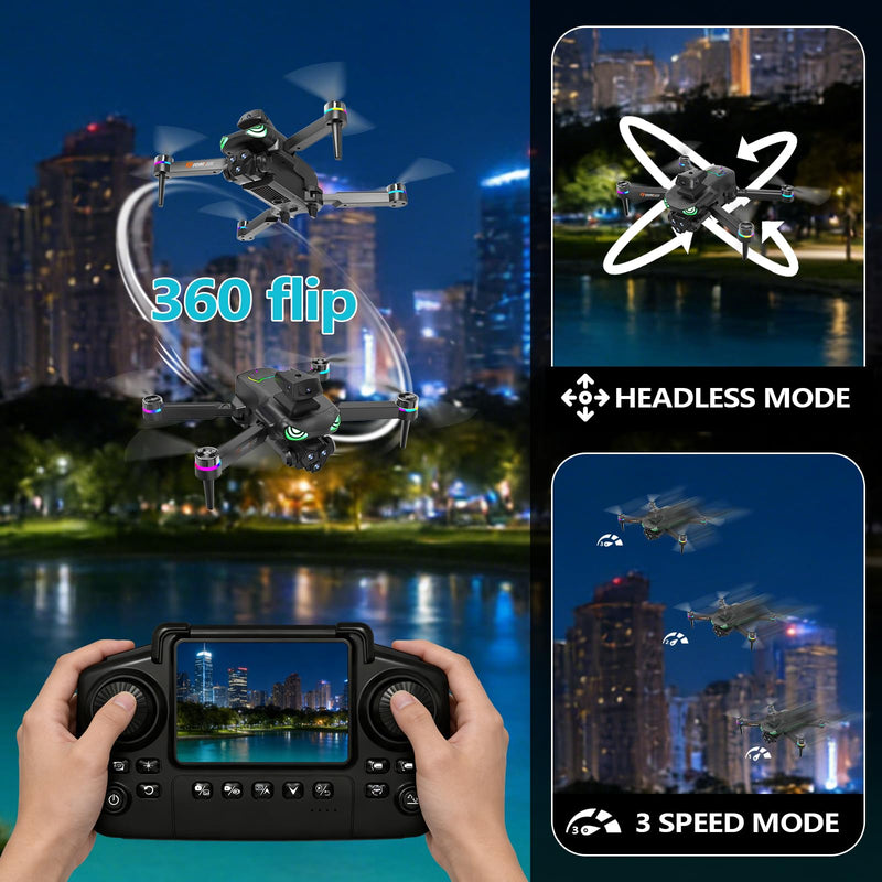 Drone with camera, screen on controller, drone with obstacle avoidance | Drone with camera 2 Batteries, Optical Flow Positioning, One-Touch Takeoff/Landing, drone with camera for kids, Red