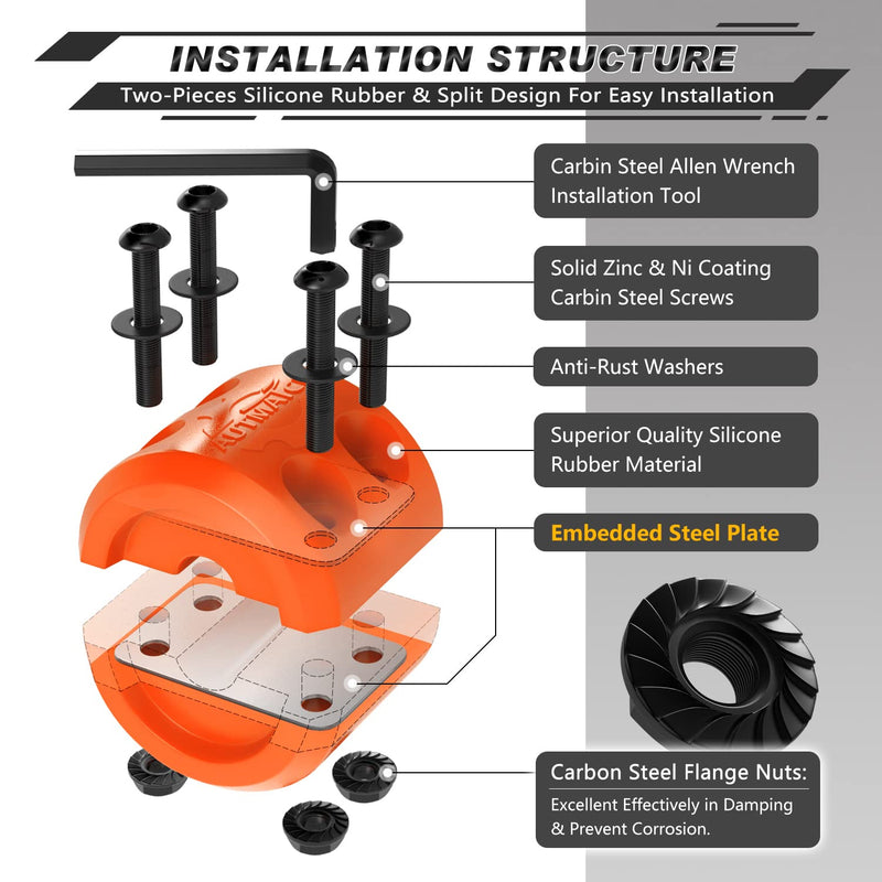 AUTMATCH Winch Cable Hook Stopper (1 Pack), Silicone Rubber Winch Stopper for Wire & Synthetic Rope, Winch Line ATV UTV, Shock Absorbent, Prevent Pulling Bounce and Abrasion, Orange Winch Cable Hook Stopper - 1Pack
