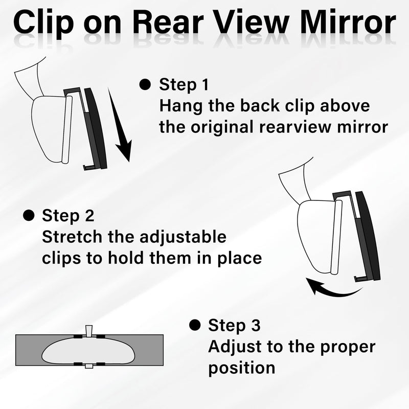 Rear View Mirror, Universal 11.4 Inch Interior Clip On Panoramic Convex Mirrors, HD Anti Glare Wide Angle and Reduce Blind Spot, Extended Rear View Mirror for Cars, SUVs, Trucks, Vehicles White