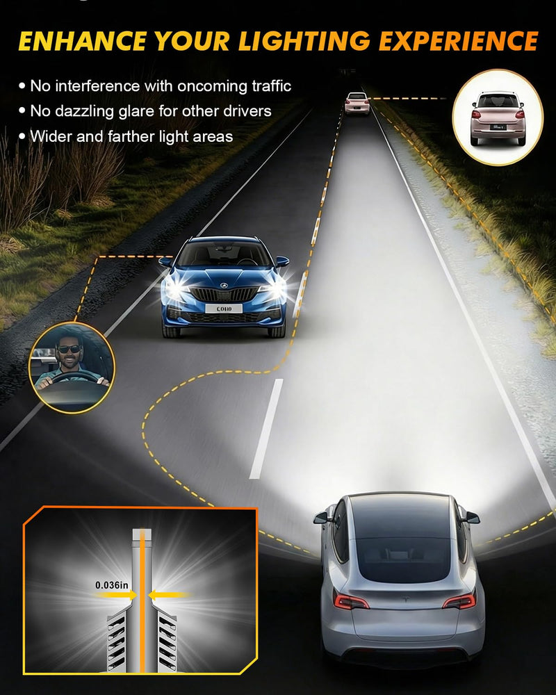Upgraded H4/9003/HB2 Bulbs, 50,000LM 10X Ultra Bright, Real 1:1 Mini Size, 6500K Cool White H4 9003 Fog Lights Bulb with Cooling Fan, IP68 Waterproof, Plug and Play, Pack of 2