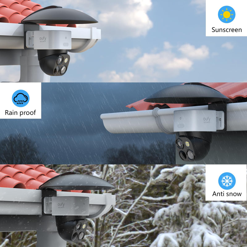 2 in 1 Security Camera Sun Rain Cover for All 1/4'' Thread with Gutter Mount Compatible with AOSU SolarCam D1 SE/Lite/Max,eufy,TP-Link Tapo,SEHMUA,Reolink,Cinnado B6 Security Cameras (Black)