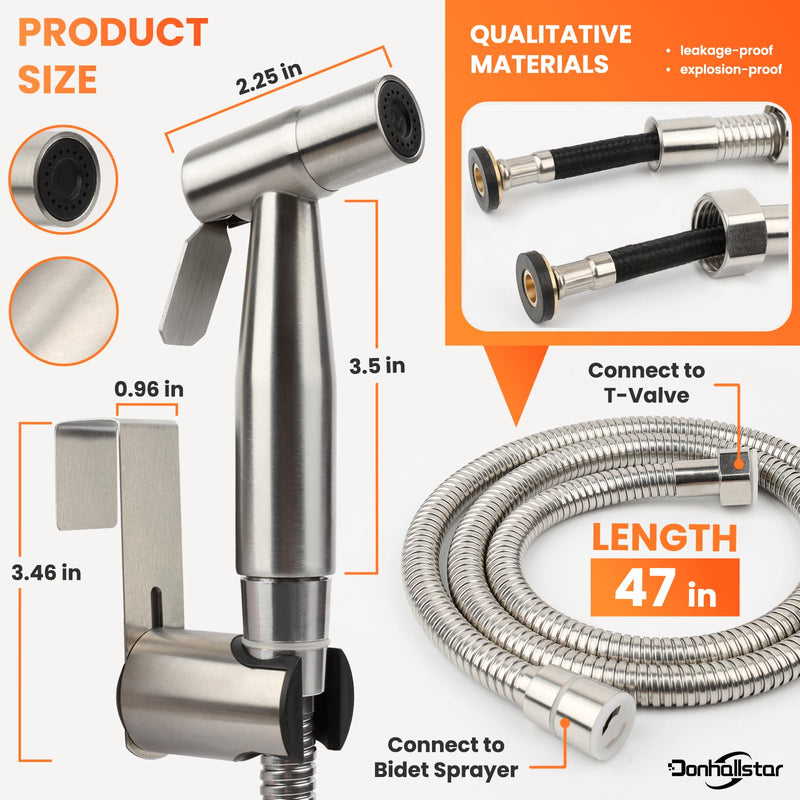 Handheld Muslim Bidet Sprayer for Toilet,Adjustable Premium Stainless Steel Muslim Shower Toilet Sprayer Set for Toilet Bathroom Wall or Toilet Mount for Feminine Wash