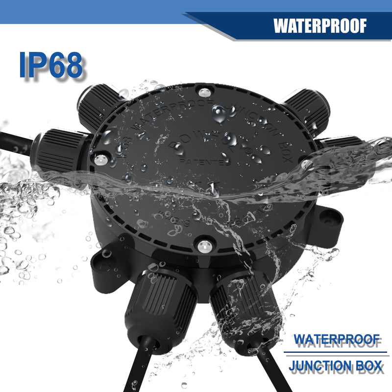 Junction Box Cable Connector Waterproof Cable Connector Junction Box Waterproof Electrical Connector Box 2-6 Way 22-10 AWG 32A for Ø4-9mm Cable (Easy to Install) 6way-1P