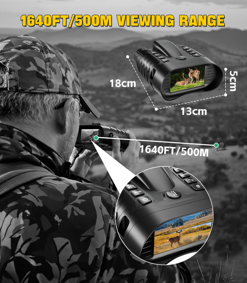 4K Night Vision Binoculars with 350m Rangefinder, 36MP Infrared Goggles for Adults, 500m Viewing in Total Darkness, 32G 4500mAh Battery & 8X Zoom for Hunting, Camping & Security
