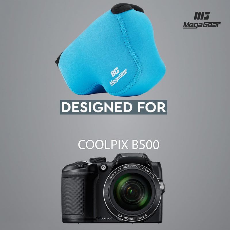 MegaGear ''Ultra Light'' Neoprene Camera Case Bag with Carabiner for Nikon COOLPIX B500 Digital Camera (Blue) Blue