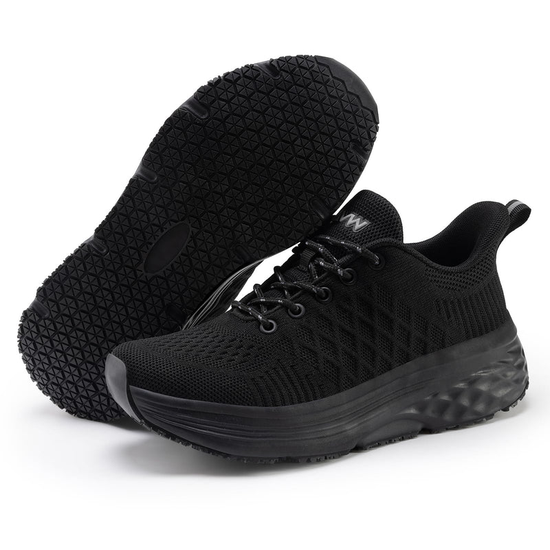 AVW Womens Non Slip Work Shoes Water Resistant Walking Sneakers Food Service Chef Kitchen Shoes 8 Black