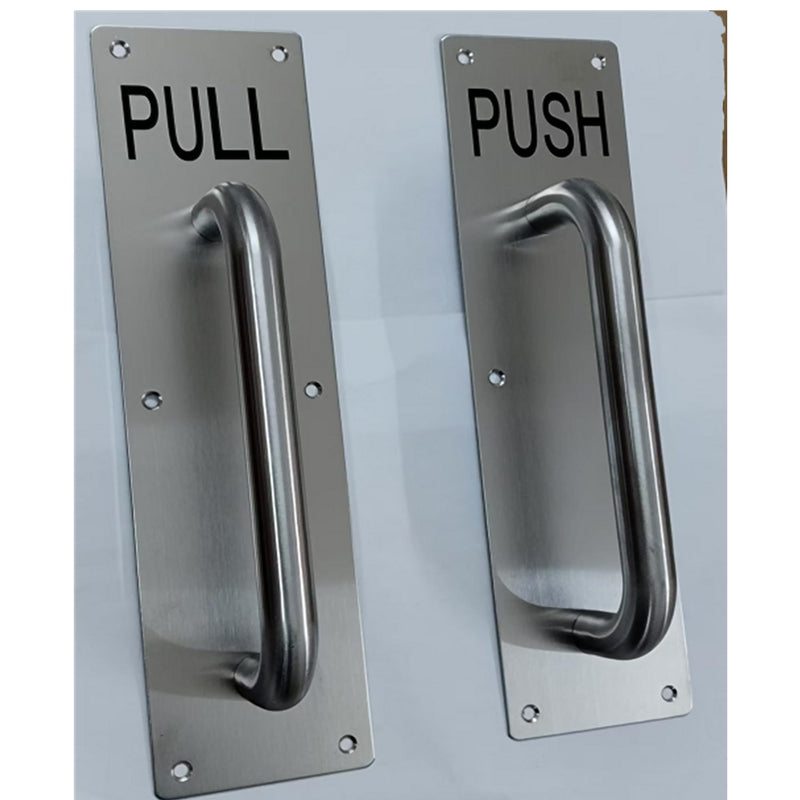 304 Stainess Steel Door Handle, Push and Pull Plate Commercial Door Handle with Screws 11.8" x 3.2"