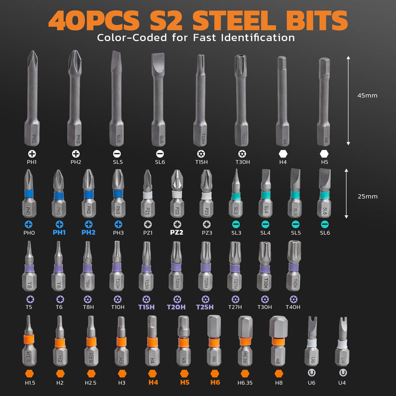 Magnetic Screwdriver Set, 42-in-1 Multi-Bit Ratcheting T-Handle Screwdriver with Storage Case, Repair Tool Kit for Computer, Eyeglasses, Watch, Bicycle, Ring Doorbell, Furniture and DIY 42 IN 1