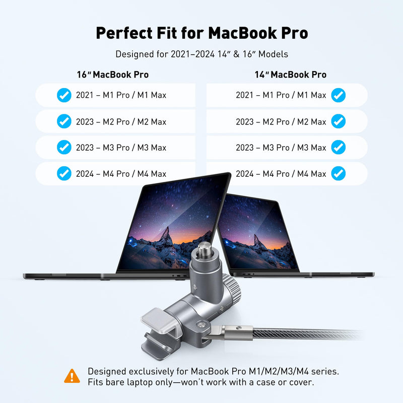 AboveTEK Laptop Locking Cable for MacBook Pro 14/16 (2021–2024), Anti-Theft Keyed Laptop Security Lock, 6.56ft Cut-Resistant Steel Computer Lock Cable, Rotatable & Portable Design