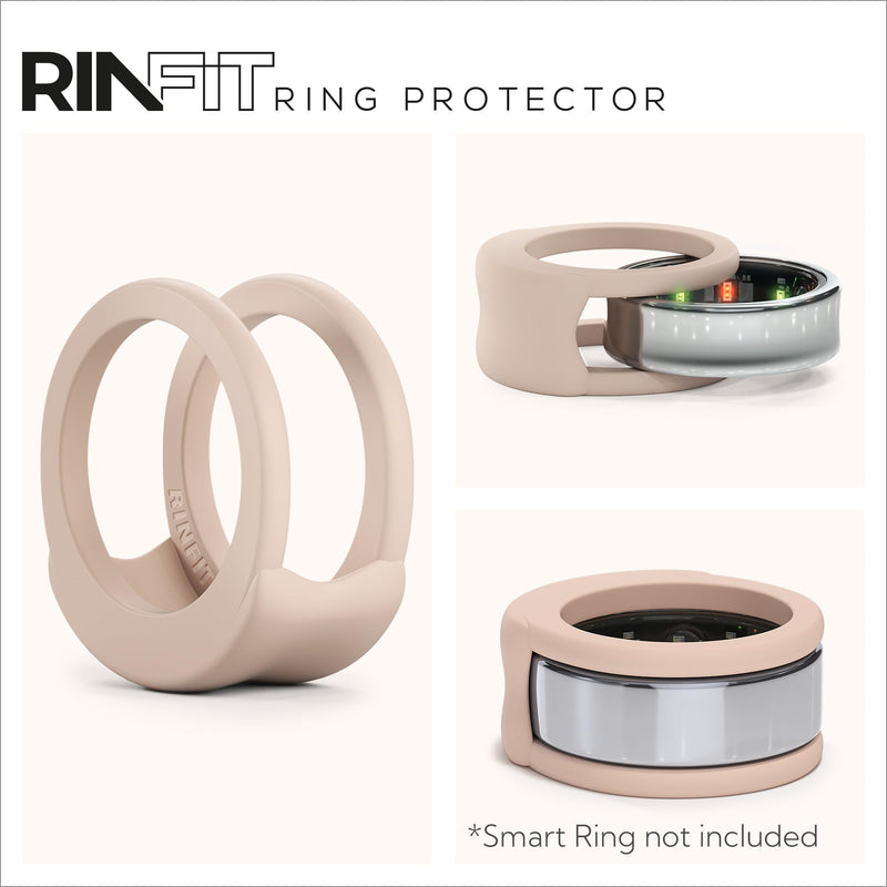 Rinfit Silicone Ring Protector Compatible with Oura Ring - Smart Ring Cover - SportFit U.S. Design Patent - Nude, Size 9