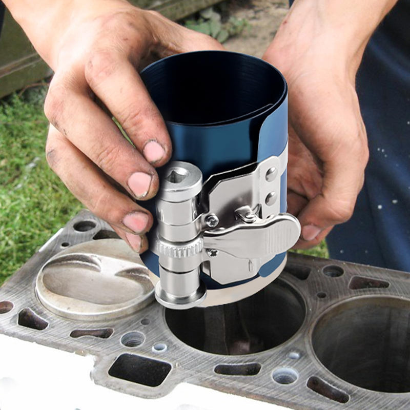 Xastro 3" Piston Ring Compressor Tool, Adjustable Ratchet Piston Ring Installation Tool, Adjustable Compression Range 2"-6.9" Car Engine