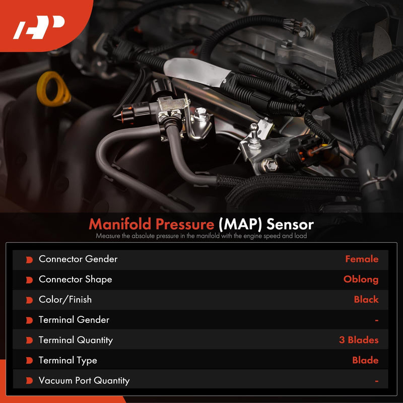 A-Premium Manifold Pressure (MAP) Sensor [4 Pins] Compatible with Toyota Prius, Highlander, Tundra, Sequoia & Lexus GX460, CT200h, GS200t, GS300, GS350, GS450h, LC500, LS500, RX350, RX350L, RX450h
