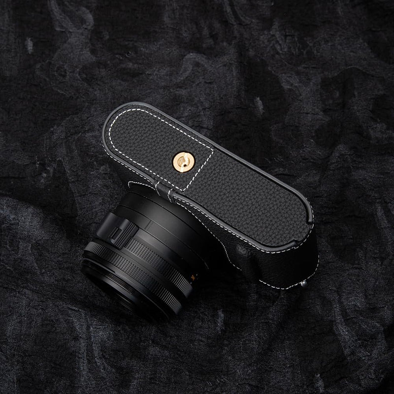 Q3 Vintage Genuine Leather Camera Case Handcrafted Half-Wrap Camera Protector Cover Bag For Leica Q3 (Black) Black