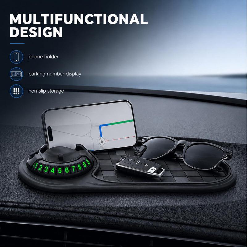 Anti Slip Mat for Car Dashboard,Dash Mat,Multi-Functional Support Anti-Slip Pad,3 in 1 Dashboard Grip Pads for Phones,Support Anti Slip Pad for Phones Sunglasses Keys Gadgets(Gray + Black)