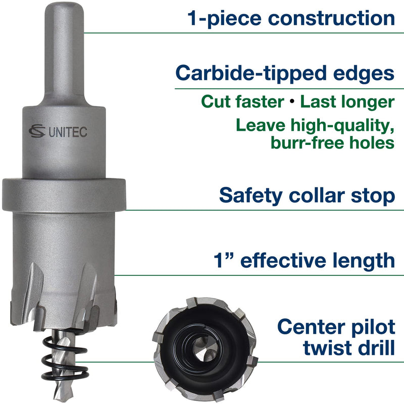CS Unitec 1-1-118 9/16" x 1" TCT Tungsten Carbide-Tipped Hole Saw for Hand-Held Drills 9/16" x 1"