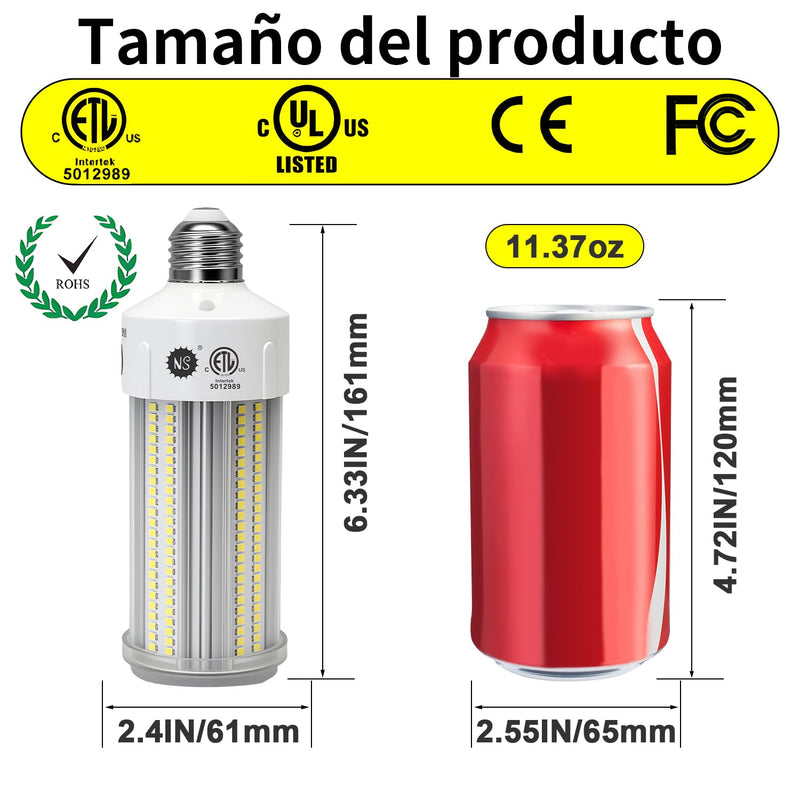 NS LED Corn Light Bulbs 9000 Lumens Super Bright (600W Equivalent), A19 60W E26 5000K Daylight, Energy Saving 90%, Non-Dimmable (1-Set)-for Home Workshop 60w White