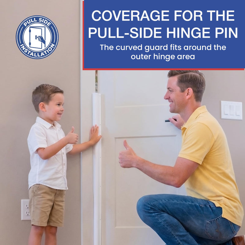 Fingersafe Home Door Finger Guard 43” uPVC Complete Set for Kids Safety- Push & Pull Door Finger Pinch Guard for Kids - Easy 3M Stick-On Safety Cover - Made in USA Finger Guards for Doors HOME-COMPLETE-SET