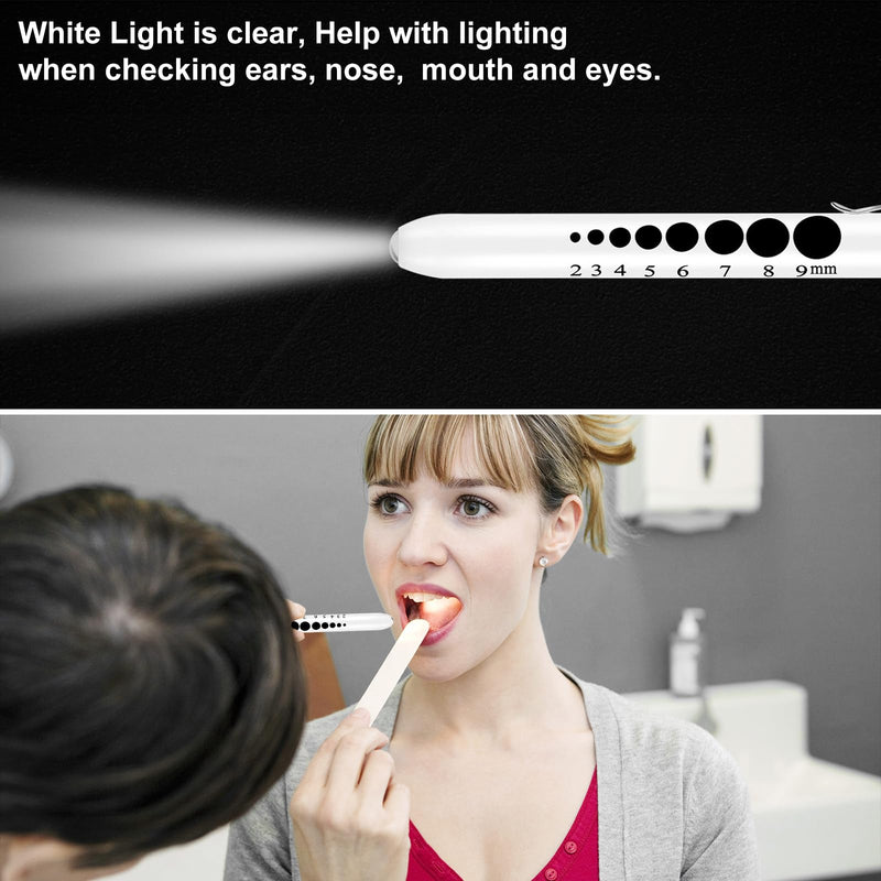 Pen Lights for Nurses Pen Light with Pupil Gauge and Ruler Reusable Penlight Medical Pen Light for Doctors Nursing Students EMT EMS White Light LED Penlights for Nurses with 4 Batteries 2pcs White
