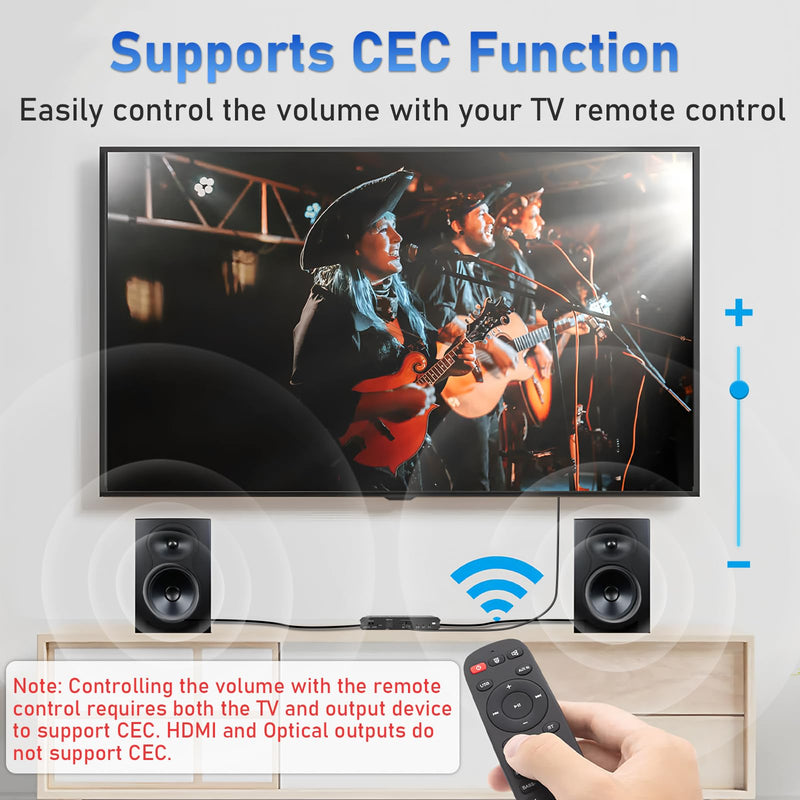 Tendak 192KHz eARC/ARC Audio Extractor, Digital to Analog Audio Converter, HDMI eARC/ARC + Optical to HDMI + Optical + L/R + 3.5MM Stereo for HDTV Soundbar Speaker Amplifier Headphones