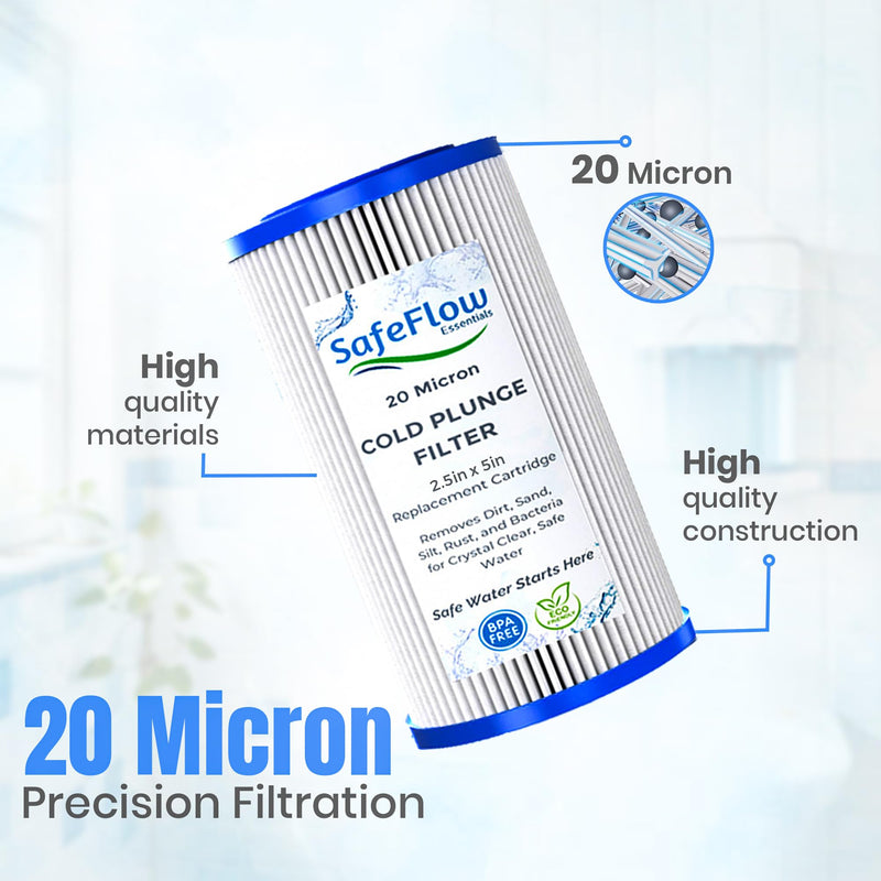 5" x 2.5" Cold Plunge Filter 20 Micron – Fits The Pod Ice Cold Plunge Water Chiller, Cold Plunge Filters, and Under Kitchen Sink Systems (6) 6
