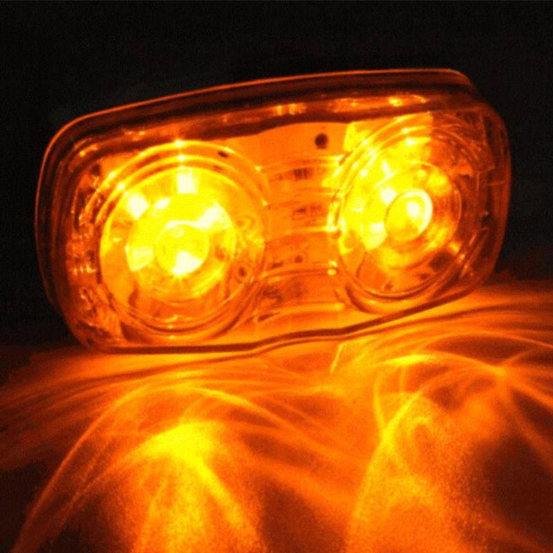 NEW SUN 4 Pcs Amber & Red 10 LED Trailer Side Marker Light, Bullseye/Tiger Eye/Double Bubble Clearance Light, 12V 4x2 Rectangular LED Light Surface Mount for Camper, Trucks, Rvs 2*Amber+2*Red