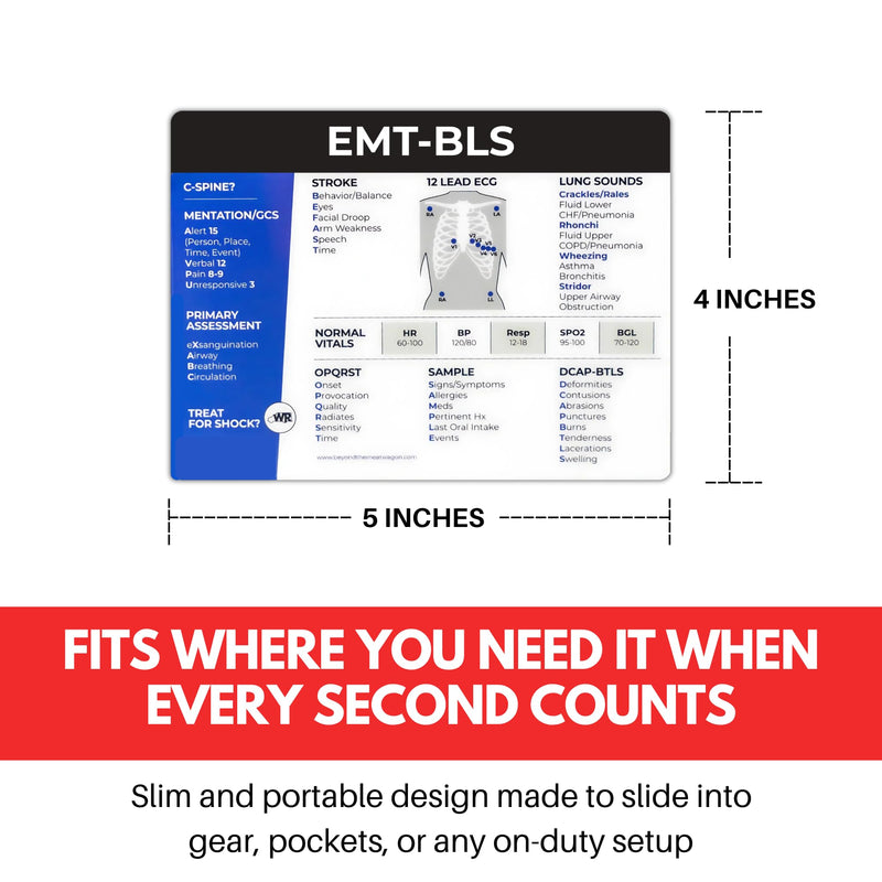 EMT-BLS Medical Reference Cards (3 Cards) - First Responder, EMT-BLS+ Pediatrics Assessment - Study Material + Notes - 5x4-inches - Durable Plastic + Portable EMT-BLS Medical Reference Cards