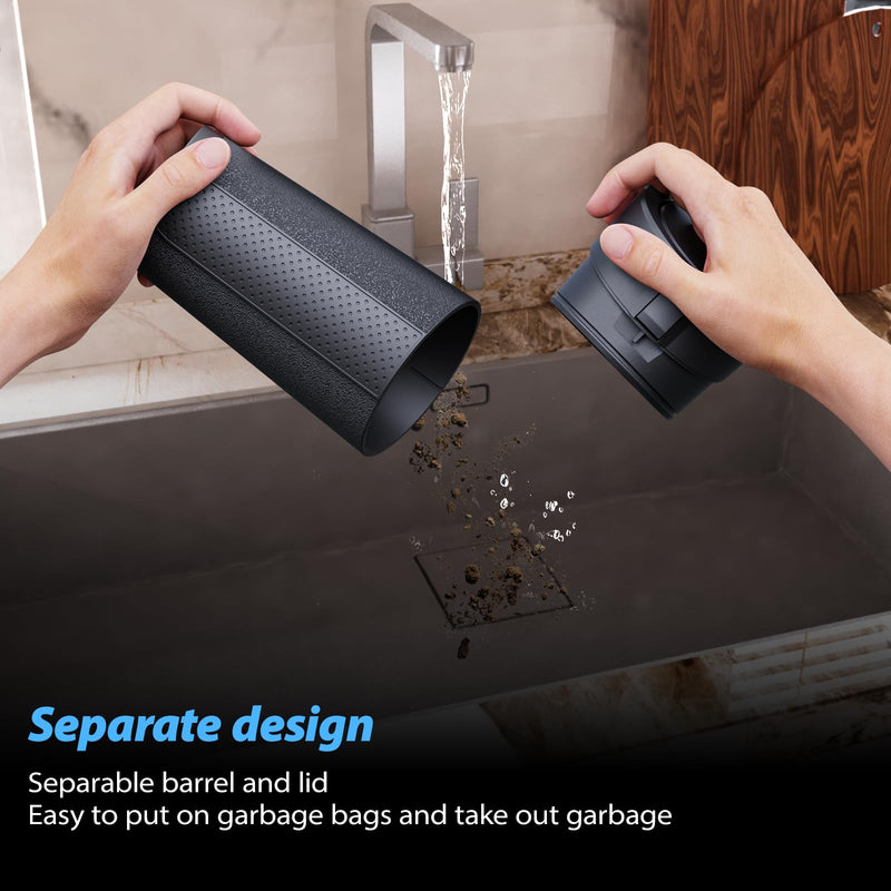 Car Cup Holder Trash Can with Lid - Mini Small Auto Garbage Bin for Vehicle, Car Door, Back Seat - Leakproof Portable Dustbin (Black) 1