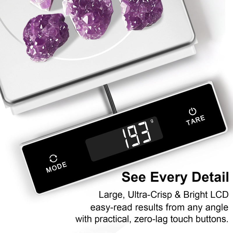 THINKSCALE Digital Kitchen Scale, 11-Pound Stainless Steel Food Scale with Pull-Out Display, 1g/0.01oz Precision for Baking, Cooking, Meal Prep, 6-Unit Conversion Slide-Out Wired Display