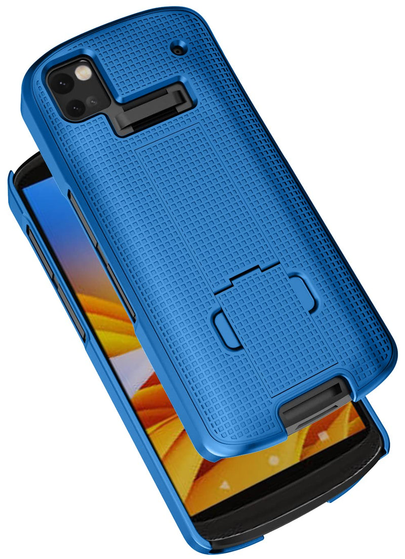 Nakedcellphone Case + Hand Strap Combo for Zebra TC53 TC58 Mobile Computer Scanner, Textured Slim Hard Shell Protector Cover with Kickstand - Cobalt Blue