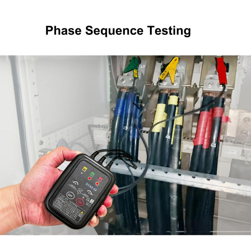 Professional Grade Non-Contact 3 Phase Sequence Tester - 70-600V AC | Phase Rotation & Live Wire Detector | Electrician Tool Kit Essential, 20" Clamps Live Wire & Circuit Break Detector
