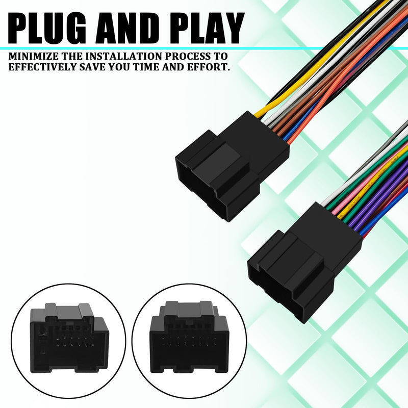 Radio Wiring Harness with Antenna Adapter Compatible with 2006-2013 GM GMC Chevy Cadillac, Aftermarket Stereo CD Player Receiver Wire Cable Adapter for Silverado Sierra Impala Yukon (4 PCS) Black