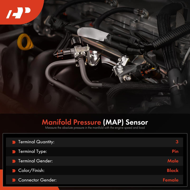 A-Premium Manifold Absolute Pressure Sensor [3 Pins] Compatible with Land Rover Discovery 2017-2019, Range Rover Sport 2016-2019/2021, 3.0L