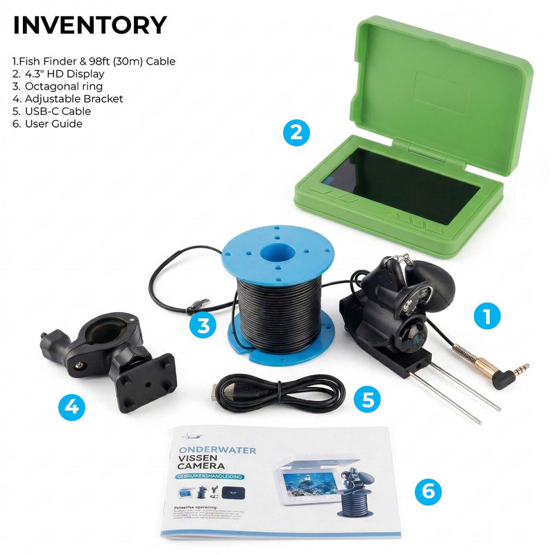 Fishing Camera, 220° Ultra-Wide HD Underwater Fishing Camera with 4.3" LCD & IR Night Vision, 5000mAh Rechargeable Battery 100ft Cable for Ice Lake Boat Kayak Fishing