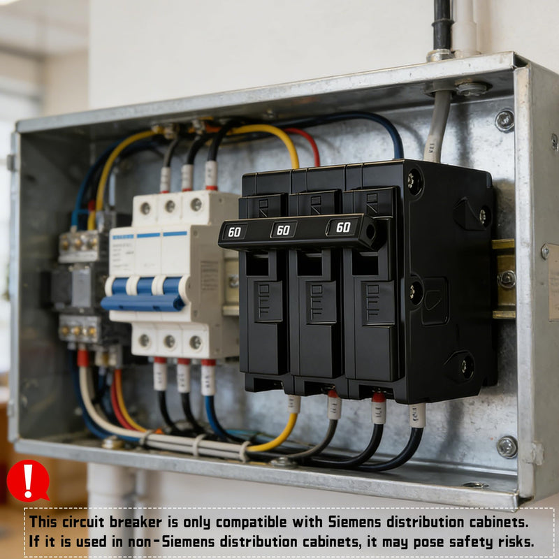 Q360 Circuit Breaker, 3 Pole 60-Amp, 120/240v, Fit for Siemens Type EQ, EQL, SEQ, EQG, PL and ES Series loadcentres.Plug-in Standard Circuit Breaker,Thermal Magnetic Protection.
