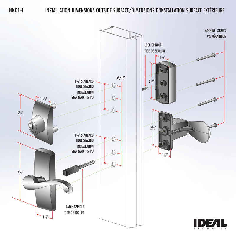 Ideal Security GL Door Lever Set with Keyed Deadbolt Lock for Storm and Screen Doors, Matte Black (4-Piece Set) 4-piece set