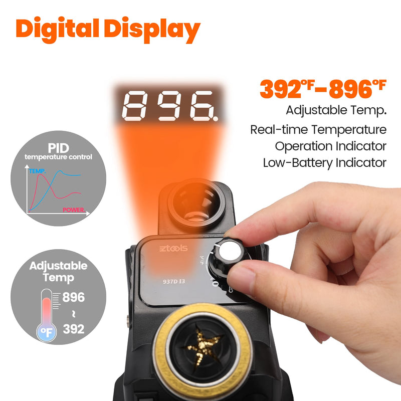 937D-I 3 Cordless Soldering Station, Portable Soldering Iron Kit Compatible with 20V Milwaukee Battery, Integrated Design, Adjustable Temperature 392°F-896°F, Digital Display, Auto Sleep compatible with Milwaukee 18/20V Battery
