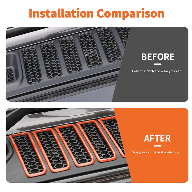 Hood Vent Cover Cowl Panel Vent Cover Trim Fit for 2018-2025 Jeep Wrangler JL JLU & Gladiator JT (Orange) Orange
