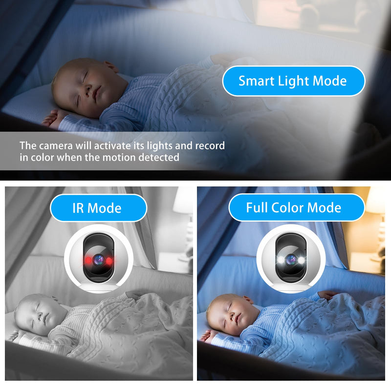 3MP Indoor Security Camera, 5G WiFi 360° Pan/Tilt Home Cameras for Baby Monitor/Pet/Elder/Kids/Bedroom, Auto-Focus and Zoom,Motion Tracking,2-Way Audio,Siren,3 Night Vision,Cloud&SD Card S800-2Pack
