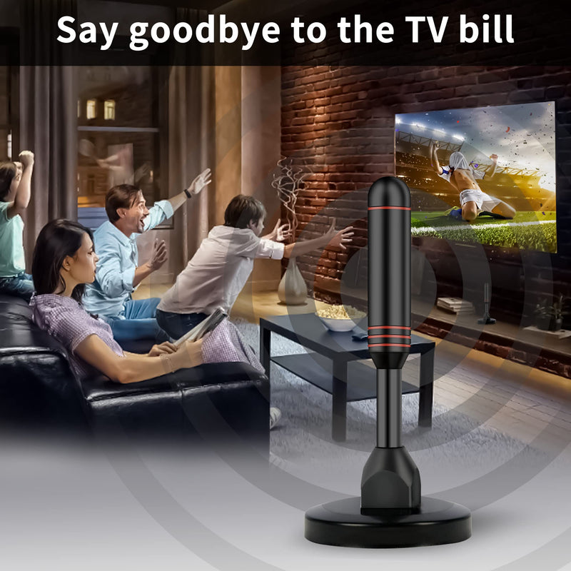 Indoor TV Antenna with 2 Signal Boosters & 32FT Cable – Digital Antenna for Smart TV, Magnetic Base, Supports 4K 1080p – Dual Amplifiers for Long Range Reception of Local Channels (Red) Red