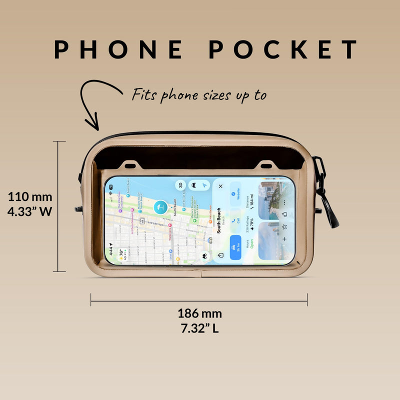 Booe Waterproof Belt Bag - Waterproof Fanny Pack - Warm Sand | 100% Waterproof Bag, IP67 Submersible, Airtight TRU Zip, Floats, Fits All Phones, Touchscreen-Friendly, Crossbody/Waist Pack