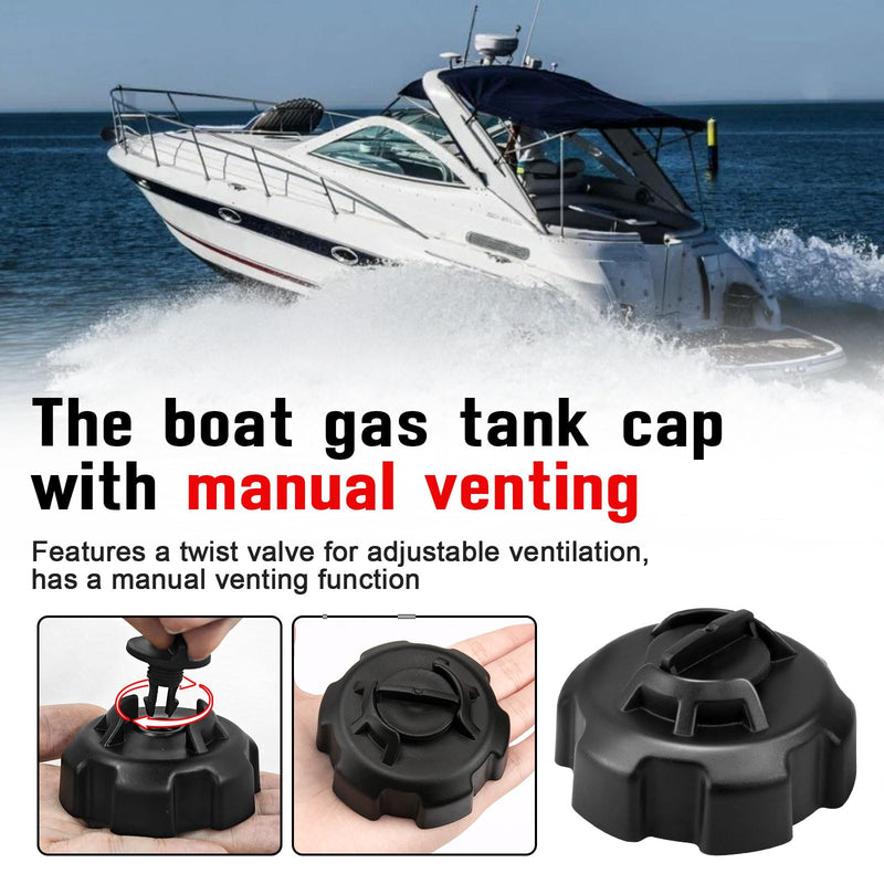 Marine Vent Gas Cap for Boat Fuel Tank, Marine Manual Fuel Tank Cap for Moeller Tempo Gas Tank 621501-10, Black, 1 Pack