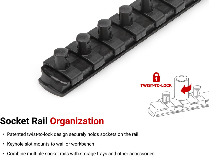 TEKTON 3/8 Inch Drive 3-Rail Socket Organizer Set, Black (45-Tool) | OST16245 | Made in USA (45-Tool)