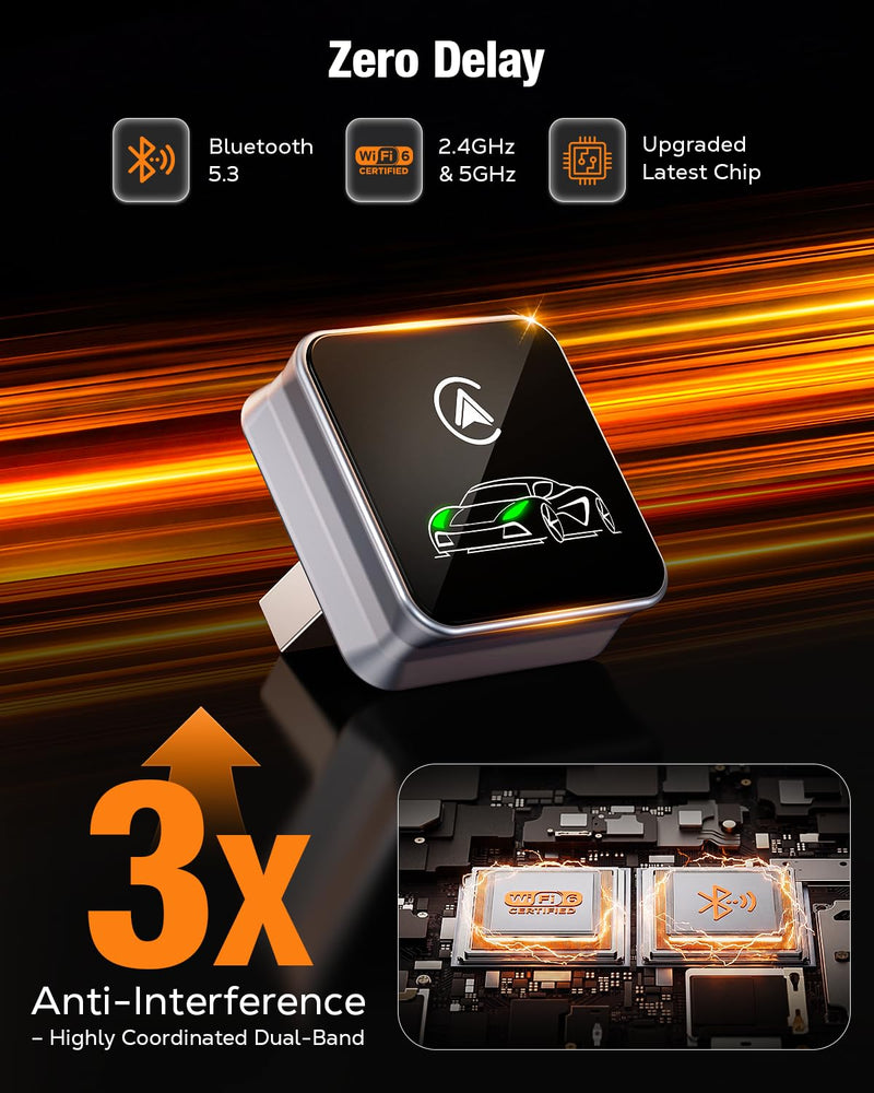 Houflody Wireless CarPlay Adapter for iPhone Apple (Latest Upgraded Chip) | Convert Factory Wired CarPlay to Wireless with Stable, Low Latency, Auto Reconnect, Ultra-Compact Design & Plug-and-Play