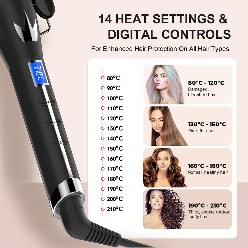 Mermaid Hair Waver 32MM for Loose Beachy Waves, AIMERVO 3 Barrel Curling Iron 1.25", 14 Heat Settings up to 210°C Work on All Hair Types, Tourmaline Ceramic Coating, Heats up in 30S,Long&Medium length Φ32MM