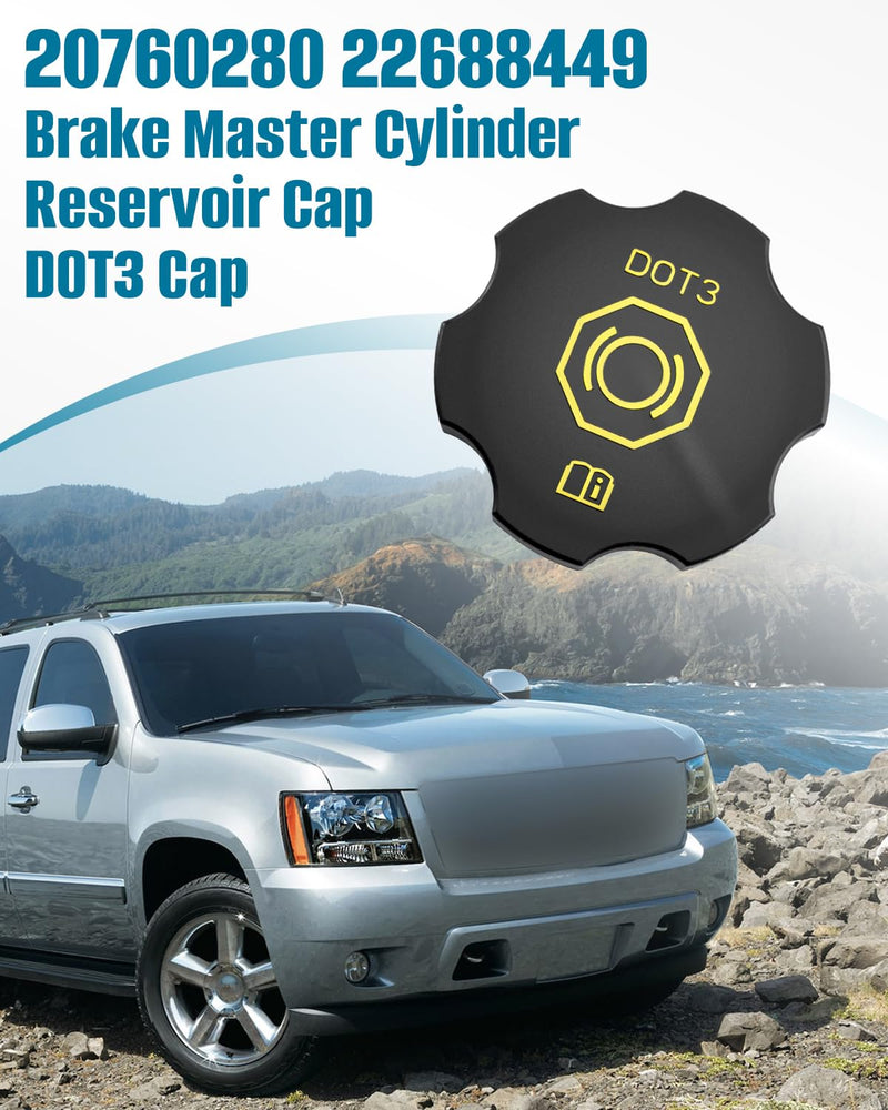 20760280 Dot3 Brake Fluid Cap Fit for Cadillac Escalade ESV Chevy Suburban Tahoe 2010-2020, Brake Master Cylinder Reservoir Cap Fit for Chevrolet GMC Yukon Sierra Buick Enclave