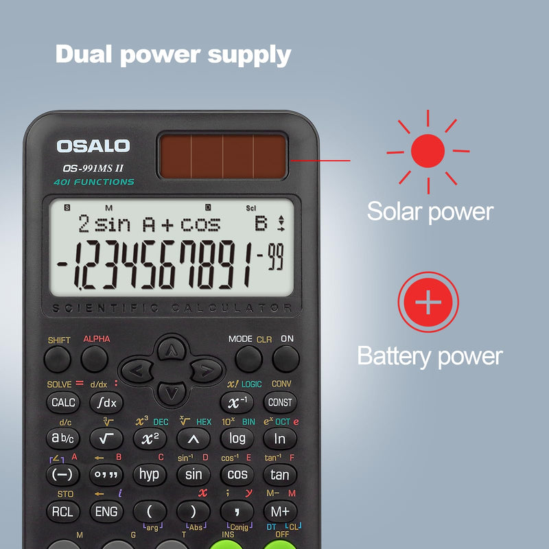 OSALO Scientific Calculator 401 Function Desktop Calculators Solar Battery