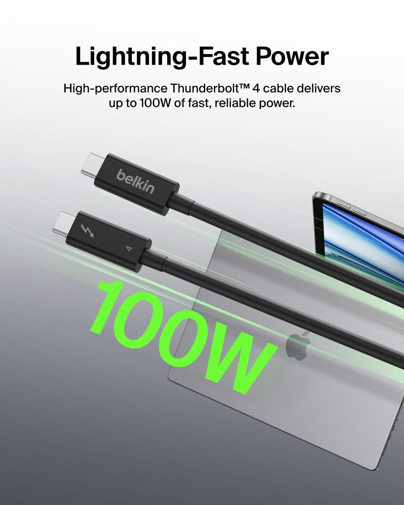 Belkin Thunderbolt 4 Cable (1M, 3.3ft Power Cable), USB-C to USB-C Cable w/ 100W Power Delivery, USB 4 Compliant, Compatible with Thunderbolt 3, MacBook Pro, eCPU & More - Intel Thunderbolt Certified 1M 1M Cable Length