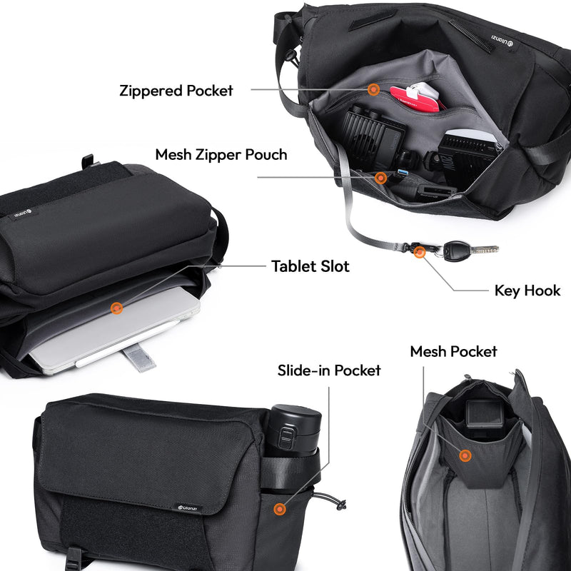 ULANZI BP11 8L Camera Sling Bag with Tripod Holder Everyday Carry | Lightweight Splash-Proof Anti-Theft Crossbody for DSLR/Mirrorless/ Laptop,Customizable Front Patch Pocket for Travel,Hiking