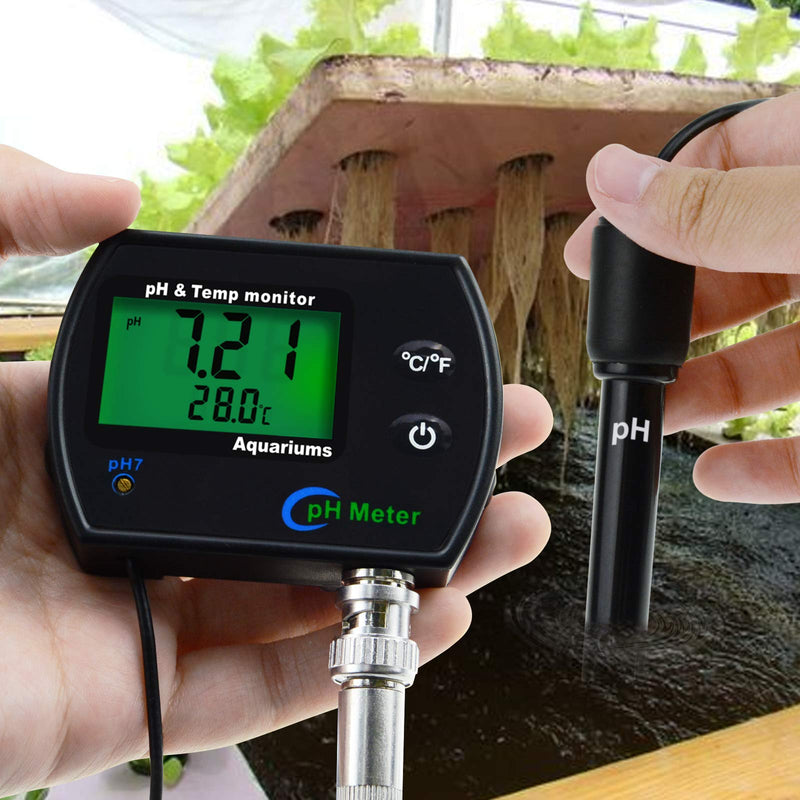 2-in-1 Combo pH & Temperature Meter Water Quality Tester Replaceable BNC pH Electrode for Aquariums Hydroponics Tanks Aquaculture Laboratory 2-in-1 Combo Monitor